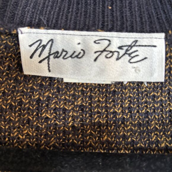 Vintage MARIO FORTE Cardigan Wool Blend Double Breasted Black Sweater - Picture 6 of 8